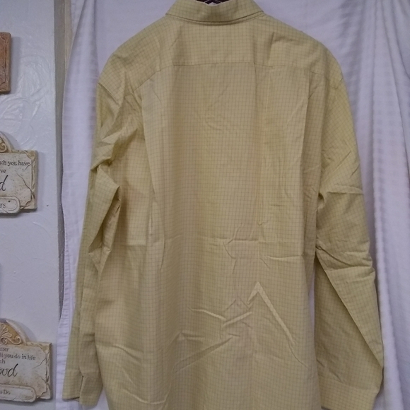 LL Bean Men's Plaid Cotton Shirt Long Sleeve Wrinkle Resistant Yellow Sz XL/54. - Picture 4 of 6
